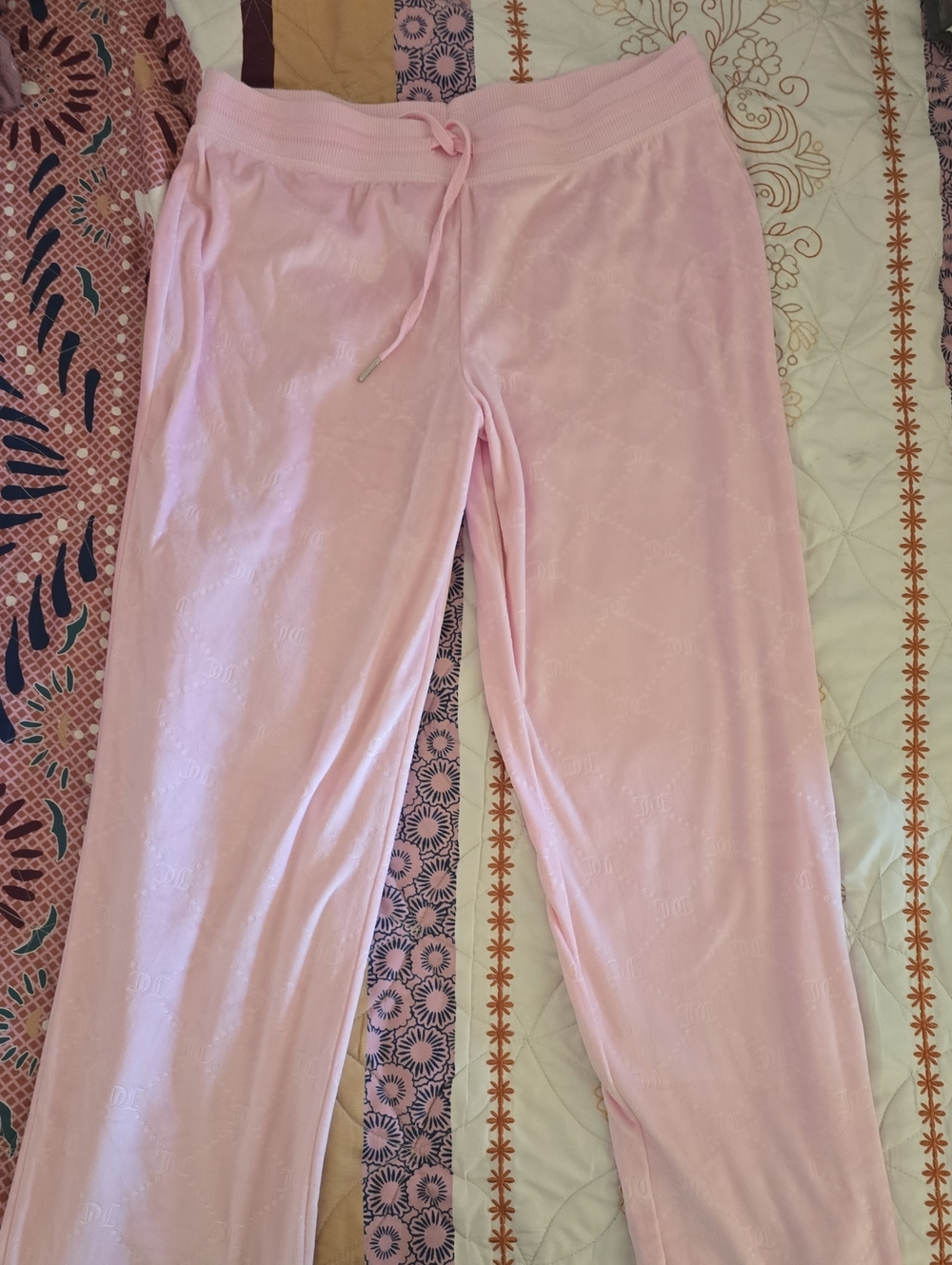 Juicy Couture Light Pink Velour Lounge Pants with Drawstring